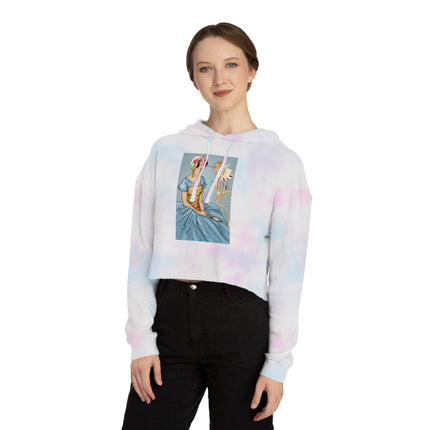 The Enchanting Painter: A Fairy's Artistic Touch Women’s Cropped Hooded Sweatshirt