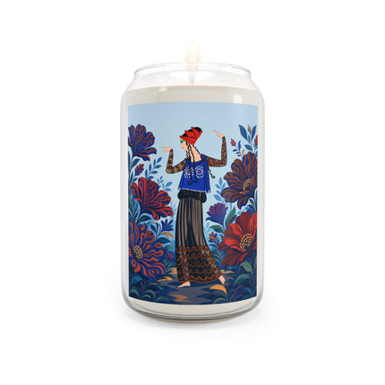 🌺💙 The Sapphire Garden Dancer Scented Soy Candle – Art Deco Floral Whimsy