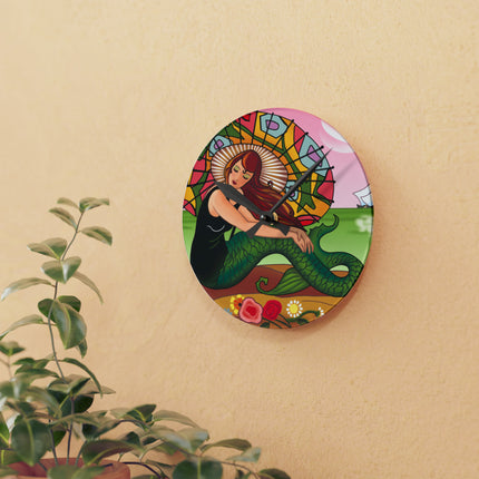 Siren Serenade by Carlo Chiostri Acrylic Wall Clock, Round and Square