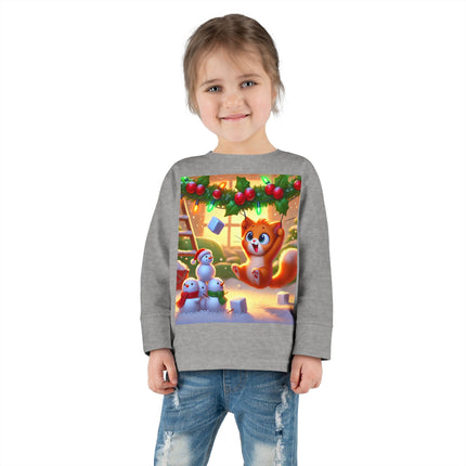 Naughty or Nice Kitten Christmas Toddler Long Sleeve Tee