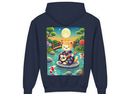 Melodic Kitten by the Koi Pond Youth Heavy Blend Hooded Sweatshirt