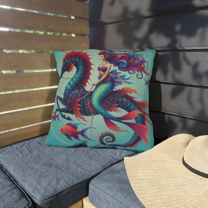 Mermaid & Sea Dragon Outdoor Pillows – Ocean Guardian & Mythic Beauty
