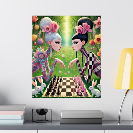♟️🌸 Spring Gambit: A Fairy’s Move Matte Vertical Poster – Whimsical Chess & Spring Magic