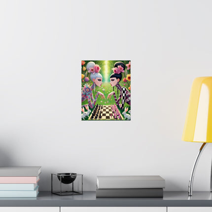 ♟️🌸 Spring Gambit: A Fairy’s Move Matte Vertical Poster – Whimsical Chess & Spring Magic