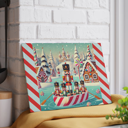 Nutcracker Candy-Striped Adventure Glass Cutting Board