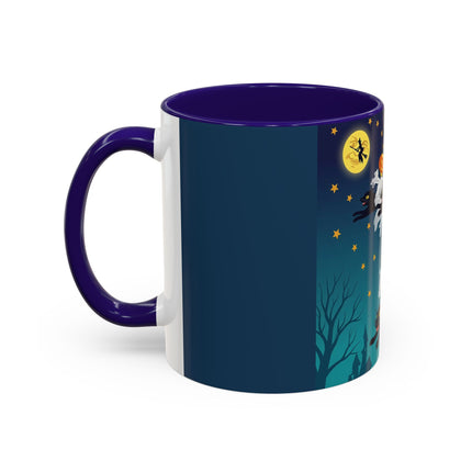 🐈‍⬛🎃 The Flying Black Cats Of Halloween Colorful Mug – Whimsical Storybook Charm