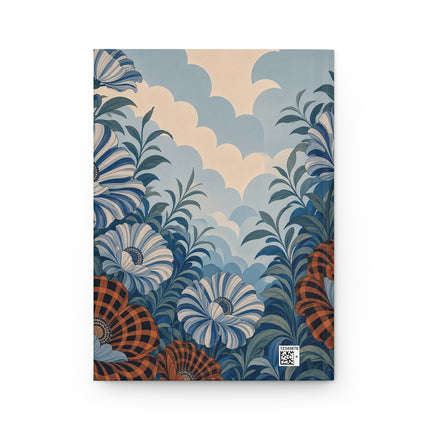 💙🧡 The Blue Blossom Garden Promenade Hardcover Journal – Art Deco Fashion Whimsy