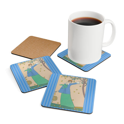 Le Verger by Georges Lepape Corkwood Coaster Set