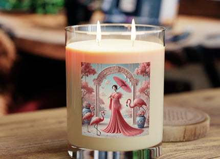 Petals, Porcelain, and Flamingos Scented Candle - Full Glass, 11oz