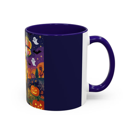 🎃🐈‍⬛ The Pumpkin Moon Embrace Colorful Mug – Whimsical Halloween Charm