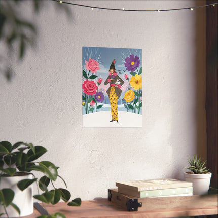 🌸🐇 The Lady Of The Winter Rabbit Garden Matte Vertical Poster – Art Deco Floral Fashion