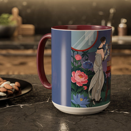 Whispers to the Golden Songbird Colorful Mugs – Art Deco Garden Elegance