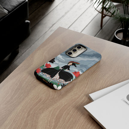 🌧️🌺 The Stormy Flower Walk Phone Case – Art Deco Floral Fashion