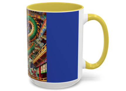 Tibetan Dragon Over Kabuki Duel Colorful Mugs (11oz, 15oz)