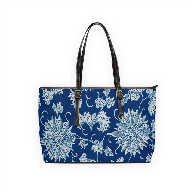 Blue Flower Pattern by Owen Jones PU Leather Shoulder Bag