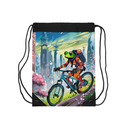 Cyberpunk Frog Drawstring Bag