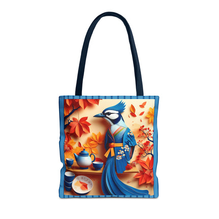 Blue Jay at an Autumn Tea Ceremony Tote Bag (AOP)