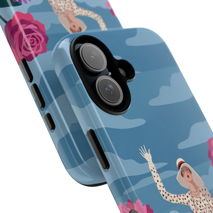 🌺👒 The Grand Flower Promenade Phone Case – Art Deco Fashion Illustration