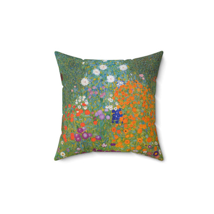 Cottage Garden by Gustav Klimt Spun Polyester Square Pillow