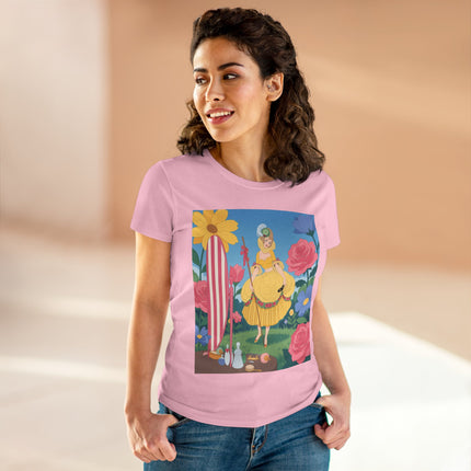 🌸🪞 The Lady Of The Flower Garden Mirror Cotton Tee – Art Deco Floral Fantasy