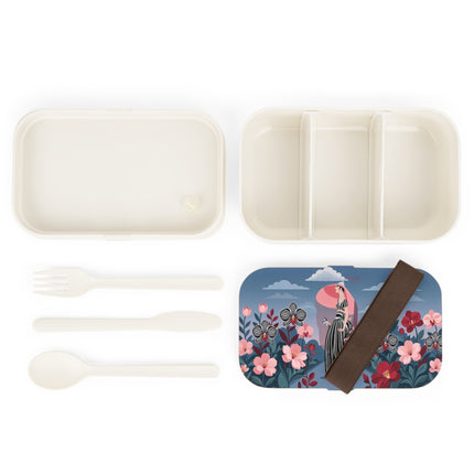🌸🖤 The Striped Orchid Promenade Bento Lunch Box – Art Deco Floral Fashion