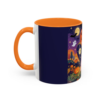 🎃🐈‍⬛ The Pumpkin Moon Embrace Colorful Mug – Whimsical Halloween Charm