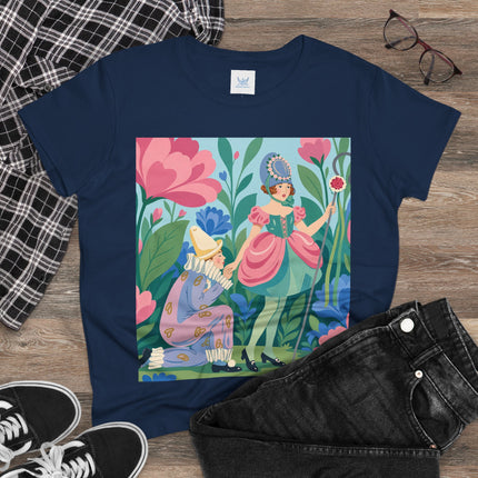 🌸🎭 The Garden Masquerade Cotton Tee – Art Deco Floral Whimsy