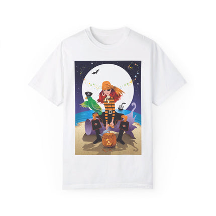 Moonlit Pirate Halloween Unisex Garment-Dyed T-shirt