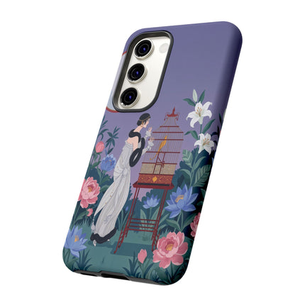 🌸🐦 The Lady Of The Garden Birdcage Phone Case – Art Deco Floral Elegance