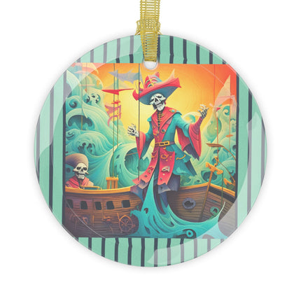 Skeleton Crew of the Misty Seas Glass Ornament