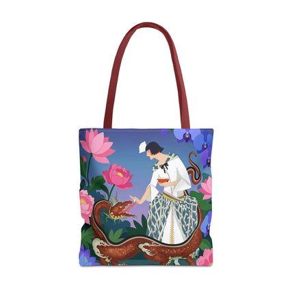 🐉🌸 The Dragon Keeper Tote Bag – Art Deco Floral Fantasy