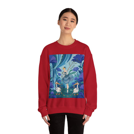🪶🌺 The Pelican Garden Dance Crewneck Sweatshirt – Art Deco Botanical Whimsy