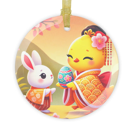 Whimsical Springtime Exchange Glass Ornament