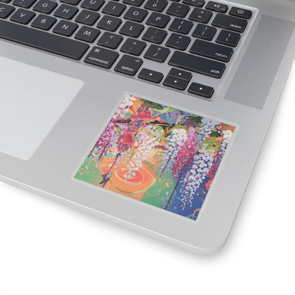 Golden Wisteria Elegance Kiss-Cut Stickers (4 Sizes)