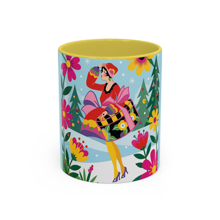 🌸🎄 Christmas In The Winter Garden Colorful Mug – Whimsical Holiday Fantasy