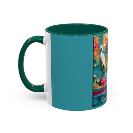 Elegant Egret Oasis Colorful Mugs (11oz, 15oz)