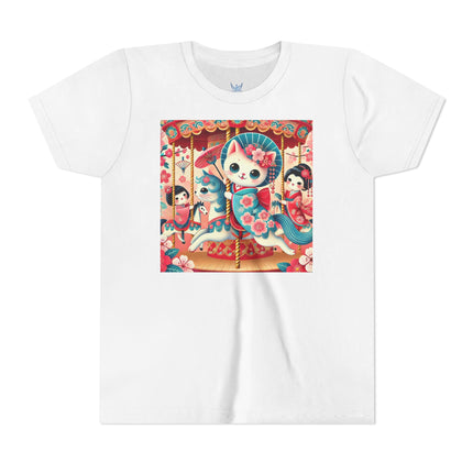 Geisha Kitten's Enchanted Carousel Ride Youth Short Sleeve Tee