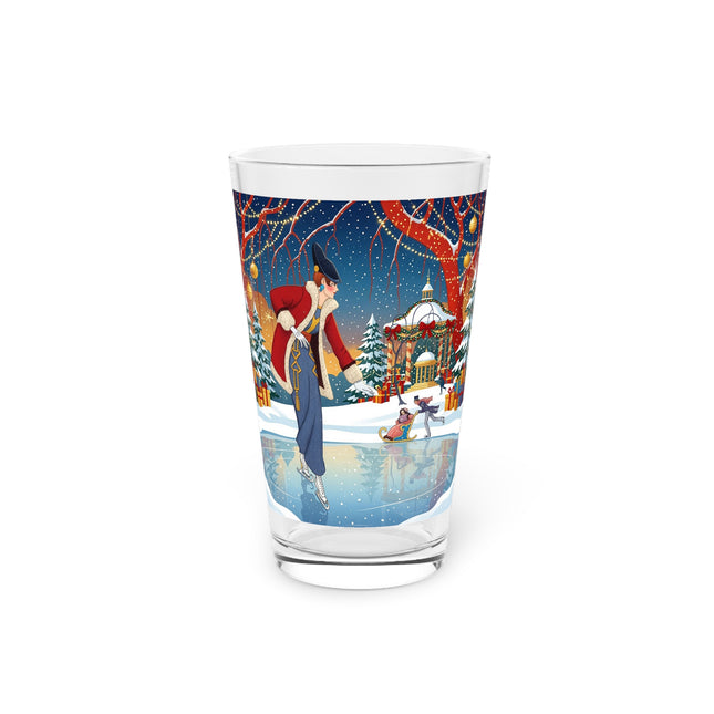 ⛸️🎄 The Christmas Skating Pavilion Pint Glass – Art Deco Holiday Fantasy