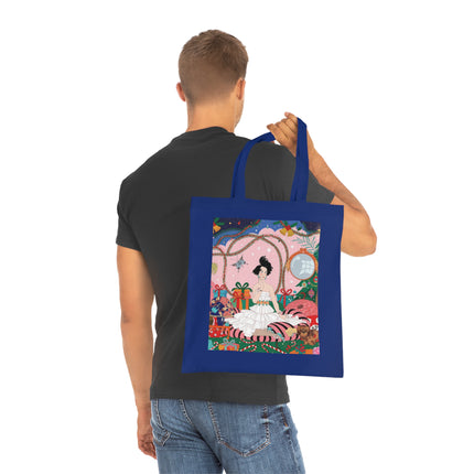 🎄🌹 Christmas Morning In The Rose Parlor Cotton Tote Bag – Art Deco Holiday Romance