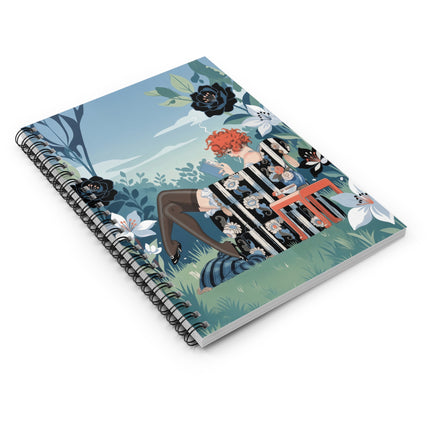 📖🌺 The Lady Of The Garden Reading Room Spiral Notebook – Art Deco Floral Whimsy