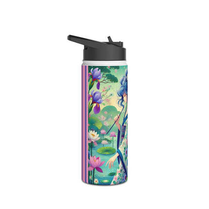 Fairy of the Koi Pond Stainless Steel Water Bottle, Standard Lid