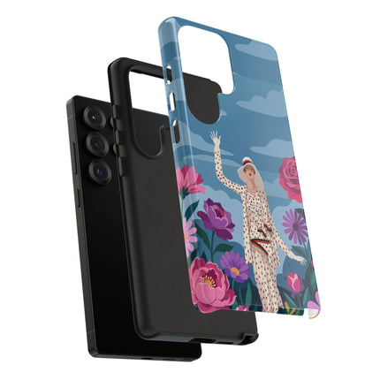 🌺👒 The Grand Flower Promenade Phone Case – Art Deco Fashion Illustration