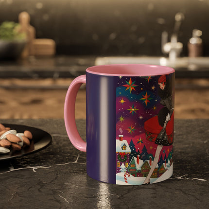 🎁✨ The Lady Of The Christmas Hatbox Colorful Mug – Art Deco Holiday Fantasy