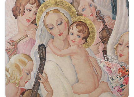 Madonna with Child Surrounded by Musical Angels by Gerda Wegener Mouse Pad, Round and Rectangle