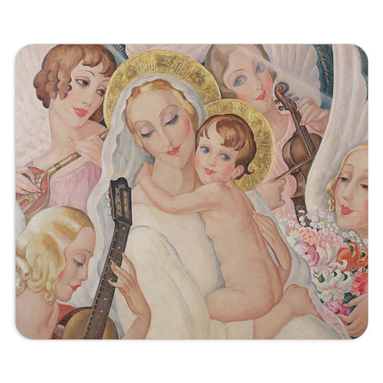 Madonna with Child Surrounded by Musical Angels by Gerda Wegener Mouse Pad, Round and Rectangle