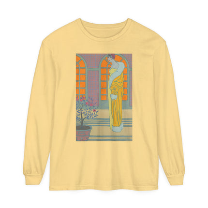 Sur Les Marches Du Jardin by Georges LePape Garment-dyed Long Sleeve T-Shirt