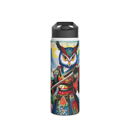 Cyberpunk Samurai Owl Stainless Steel Water Bottle