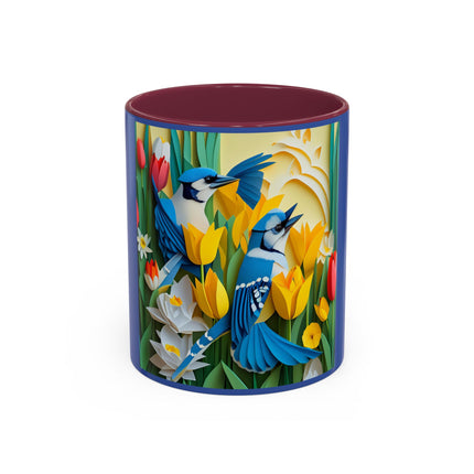 Blue Jays in a Spring Garden Colorful Mugs (11oz, 15oz)