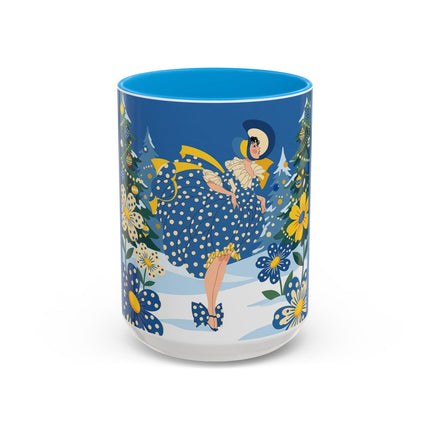 💙🌼 The Bluebell Christmas Promenade Colorful Mug – Art Deco Holiday Fantasy