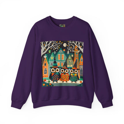 Night of the Trick-or-Treating Owlets Unisex Heavy Blend™ Crewneck Sweatshirt